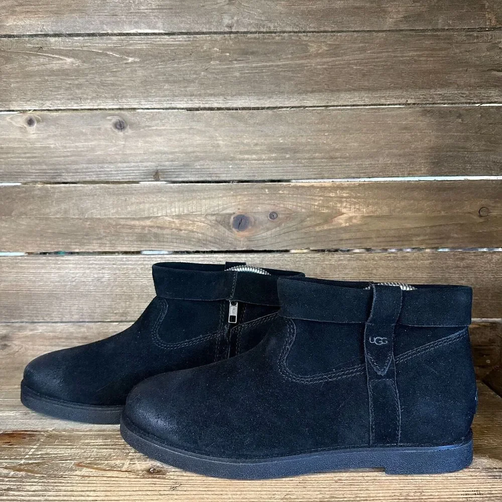New NWOB Womens UGG Josefene Black Suede Ankle Booties Boots Size 8 M‎